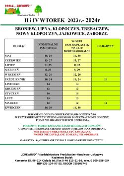 Wielkość pliku: 25.45kB Harmonogram odbioru odpadów maj 2023 r. - kwiecień 2024 r. - strona 3 podgląd powiększenia ↵ Tytuł:...